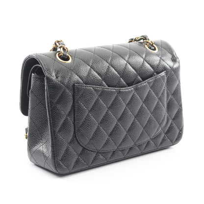 マトラッセ Wフラップ Wチェーンショルダーバッグ キャビアスキン ブラック ゴールド金具 シャネル バッグ CHANEL