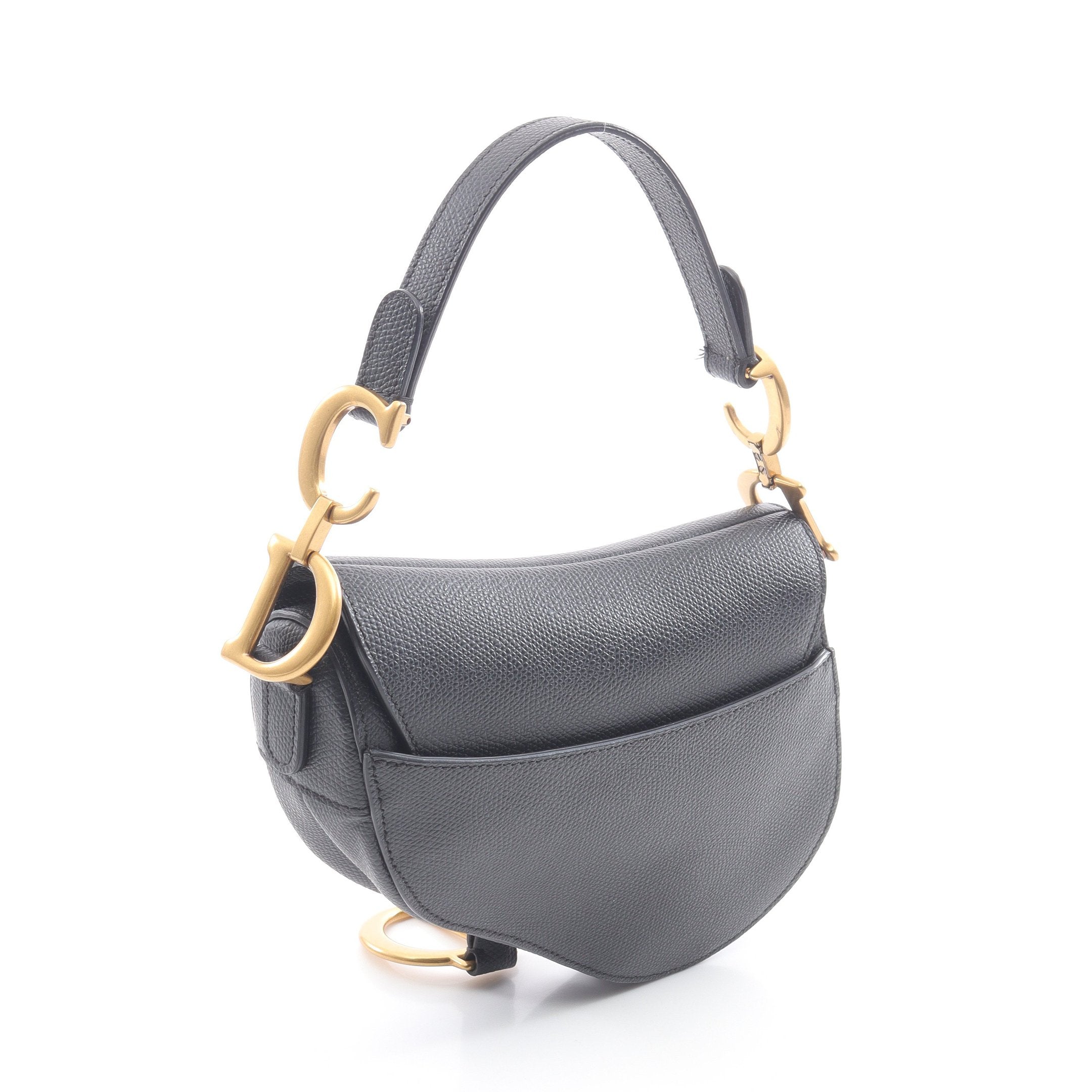 極美品❗️ディオール サドルバッグ ミニ ハンドバッグ ブラック レザー サドルバッグ ミニ ハンドバッグ レザー ブラック 2WAY クリスチャン