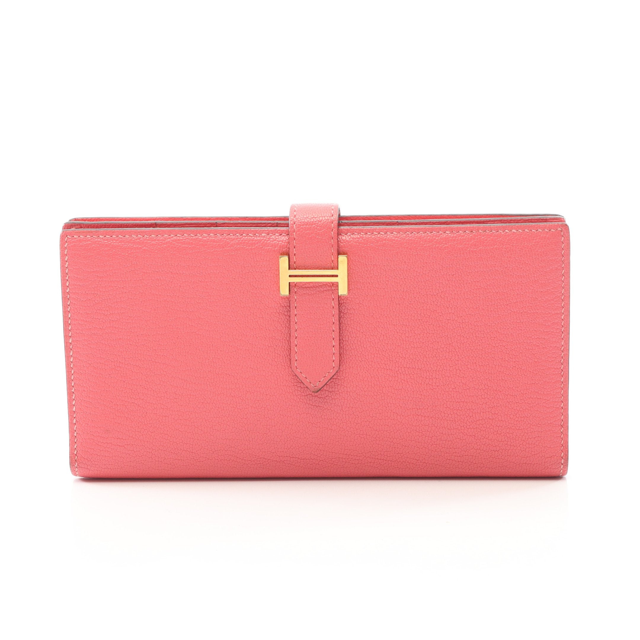 ベアンスフレ ローズアザレ 二つ折り長財布 シェーブル ピンク