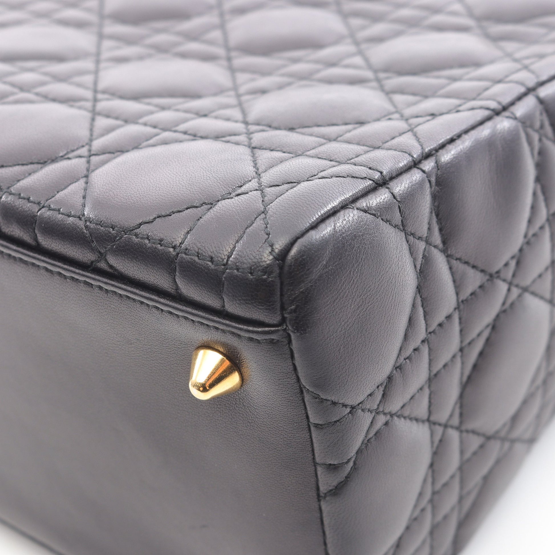 レディディオール カナージュ ハンドバッグ レザー ブラック 2WAY クリスチャンディオール バッグ Christian Dior