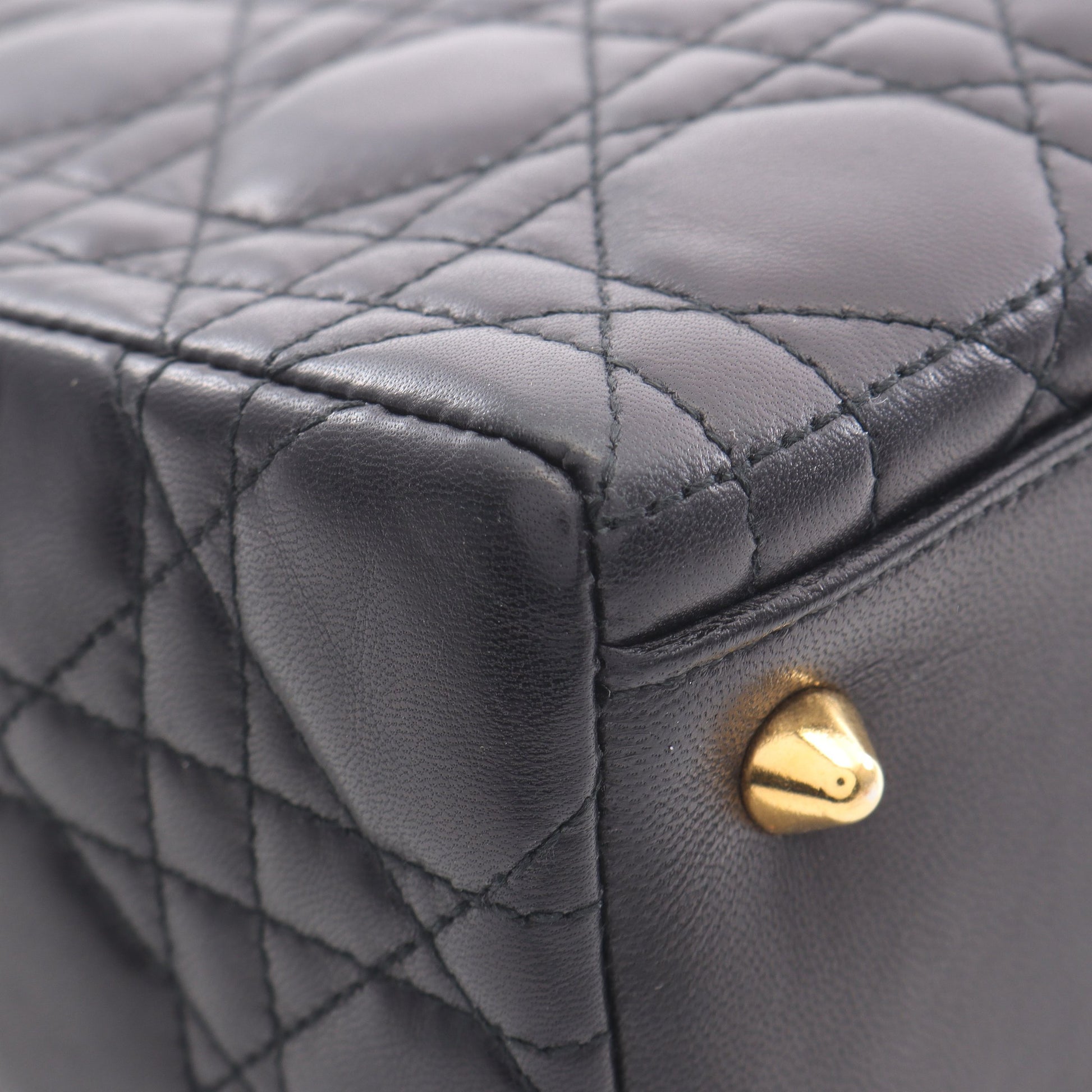 レディディオール カナージュ ハンドバッグ レザー ブラック 2WAY クリスチャンディオール バッグ Christian Dior