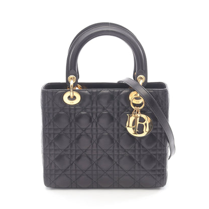 レディディオール カナージュ ハンドバッグ レザー ブラック 2WAY クリスチャンディオール バッグ Christian Dior