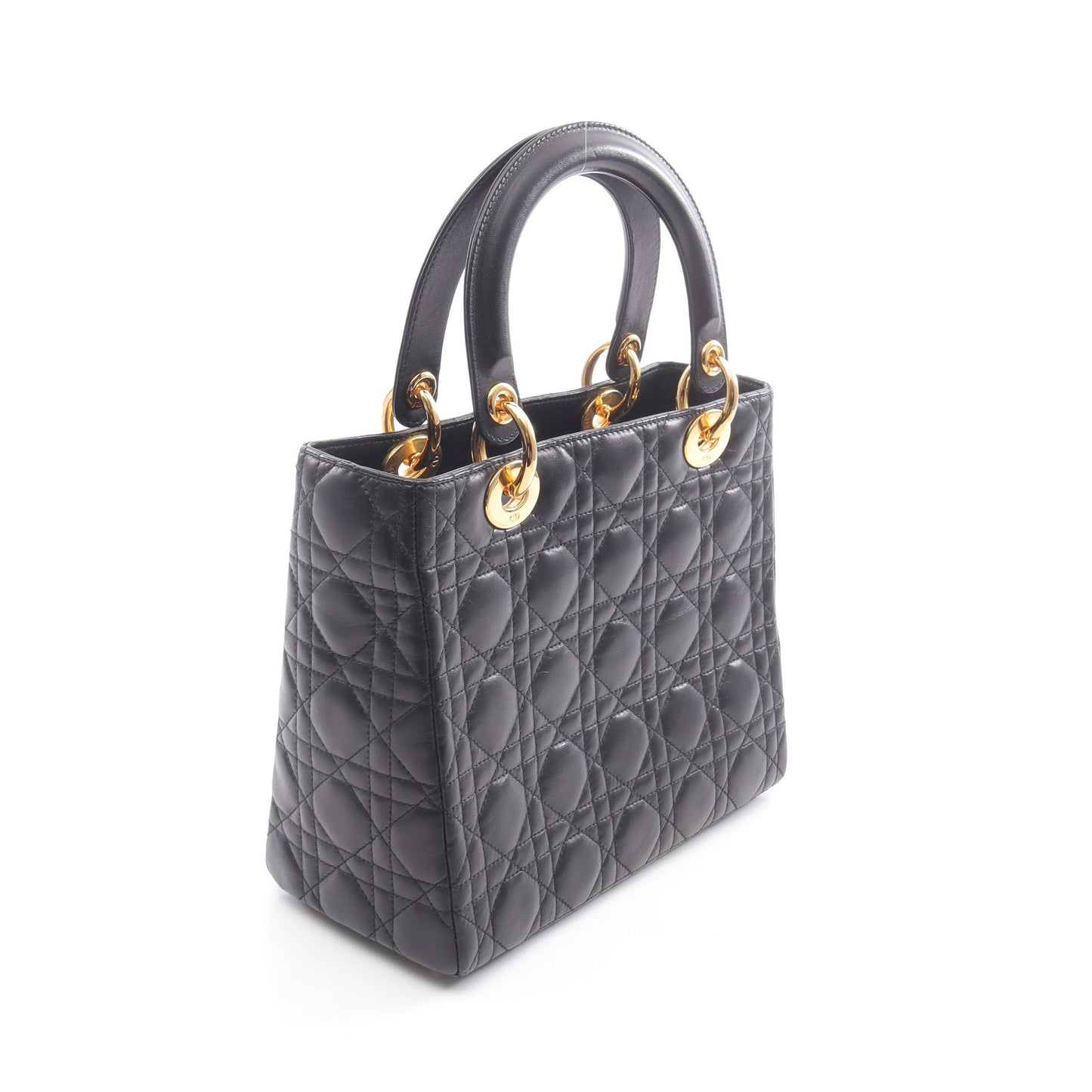 レディディオール カナージュ ハンドバッグ レザー ブラック 2WAY クリスチャンディオール バッグ Christian Dior