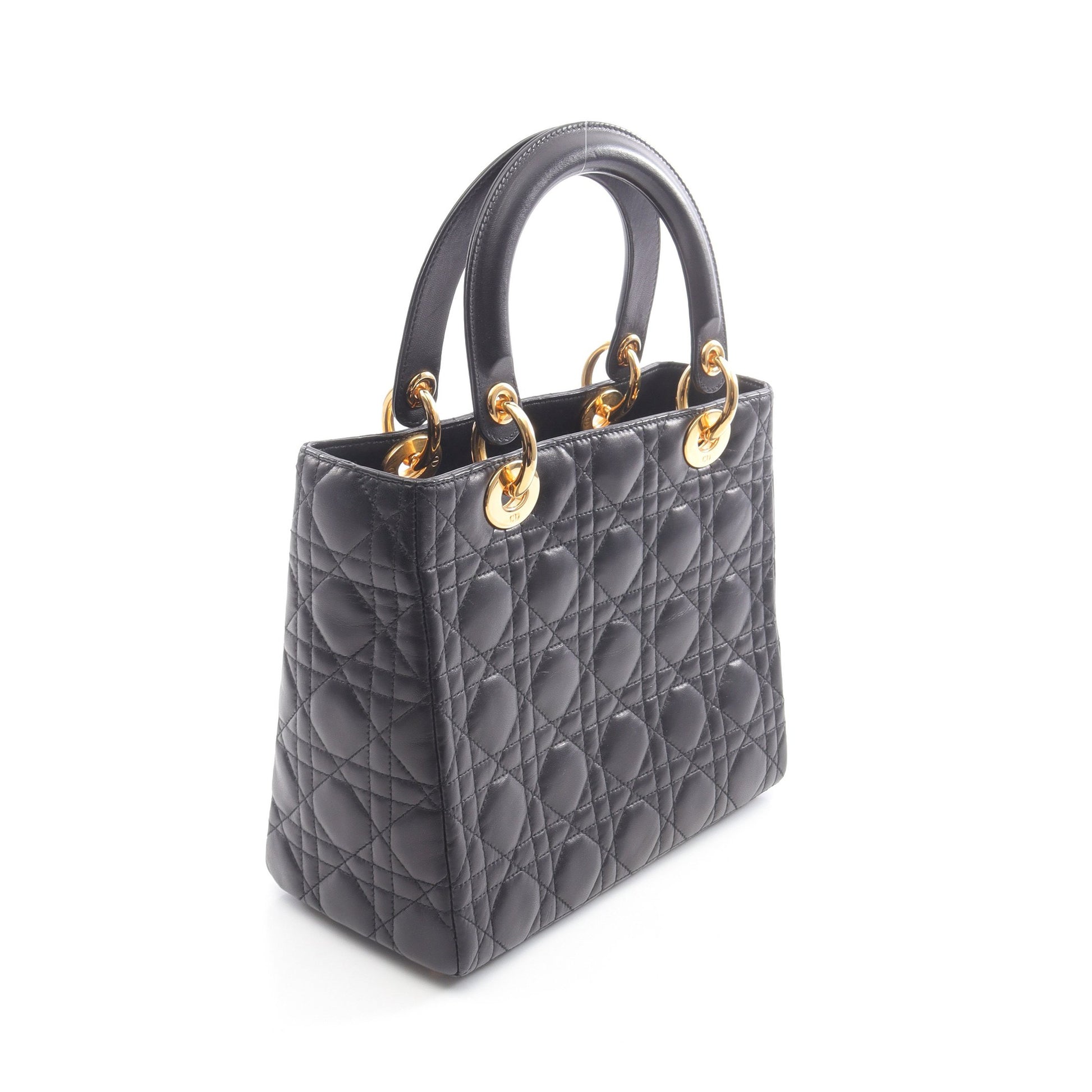 レディディオール カナージュ ハンドバッグ レザー ブラック 2WAY クリスチャンディオール バッグ Christian Dior