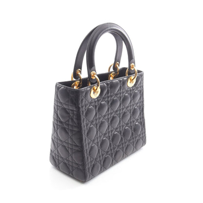 レディディオール カナージュ ハンドバッグ レザー ブラック 2WAY クリスチャンディオール バッグ Christian Dior