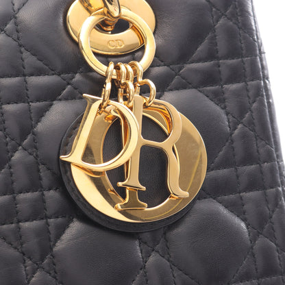 レディディオール カナージュ ハンドバッグ レザー ブラック 2WAY クリスチャンディオール バッグ Christian Dior