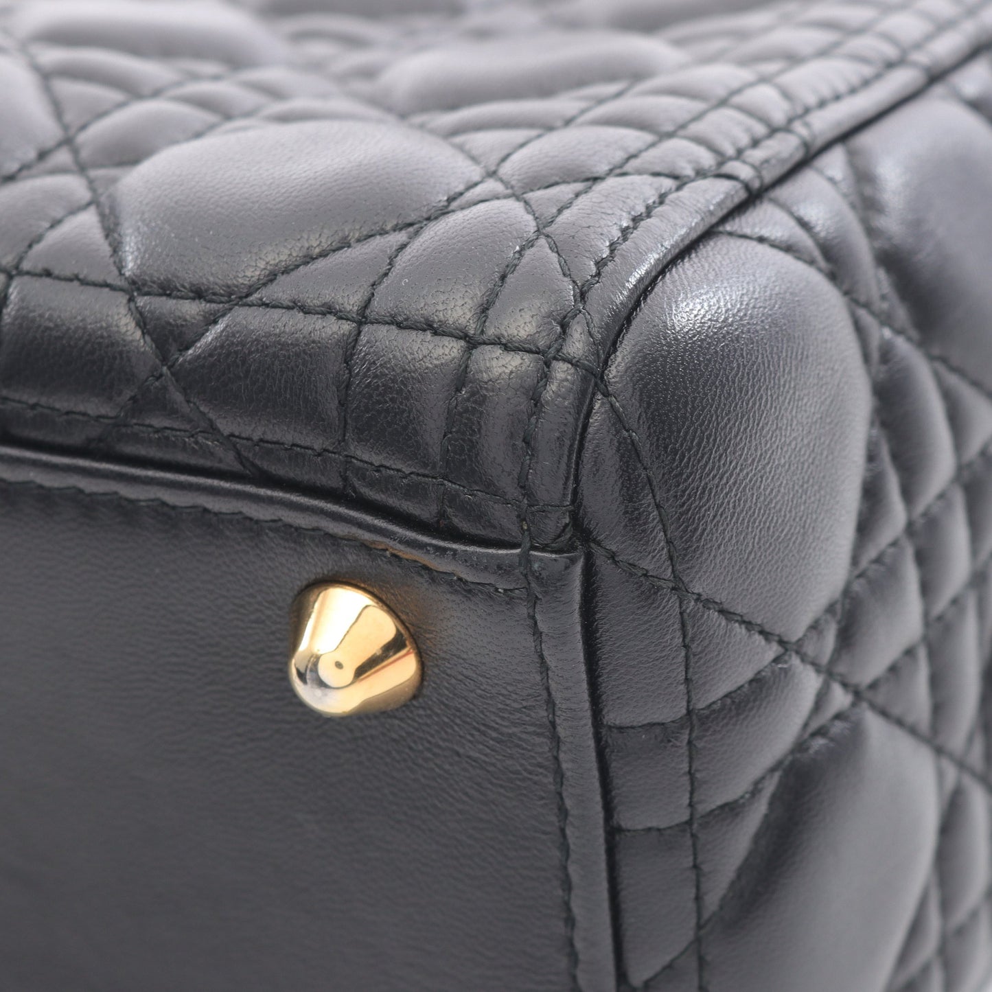 レディディオール ラージ カナージュ ハンドバッグ レザー ブラック 2WAY クリスチャンディオール バッグ Christian Dior