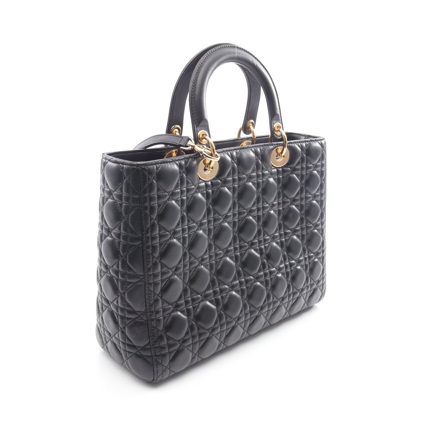 レディディオール ラージ カナージュ ハンドバッグ レザー ブラック 2WAY クリスチャンディオール バッグ Christian Dior