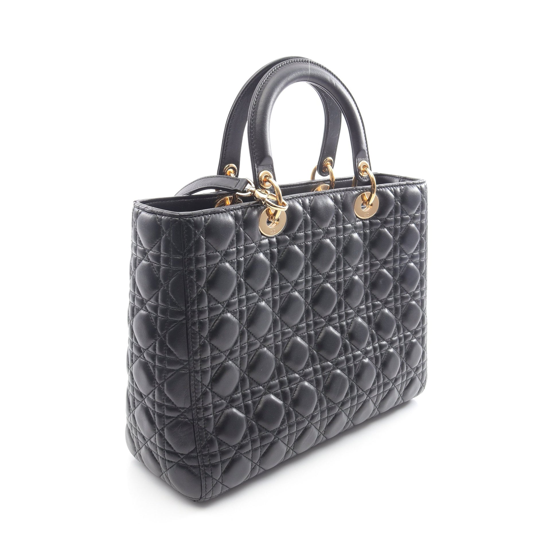 レディディオール ラージ カナージュ ハンドバッグ レザー ブラック 2WAY クリスチャンディオール バッグ Christian Dior