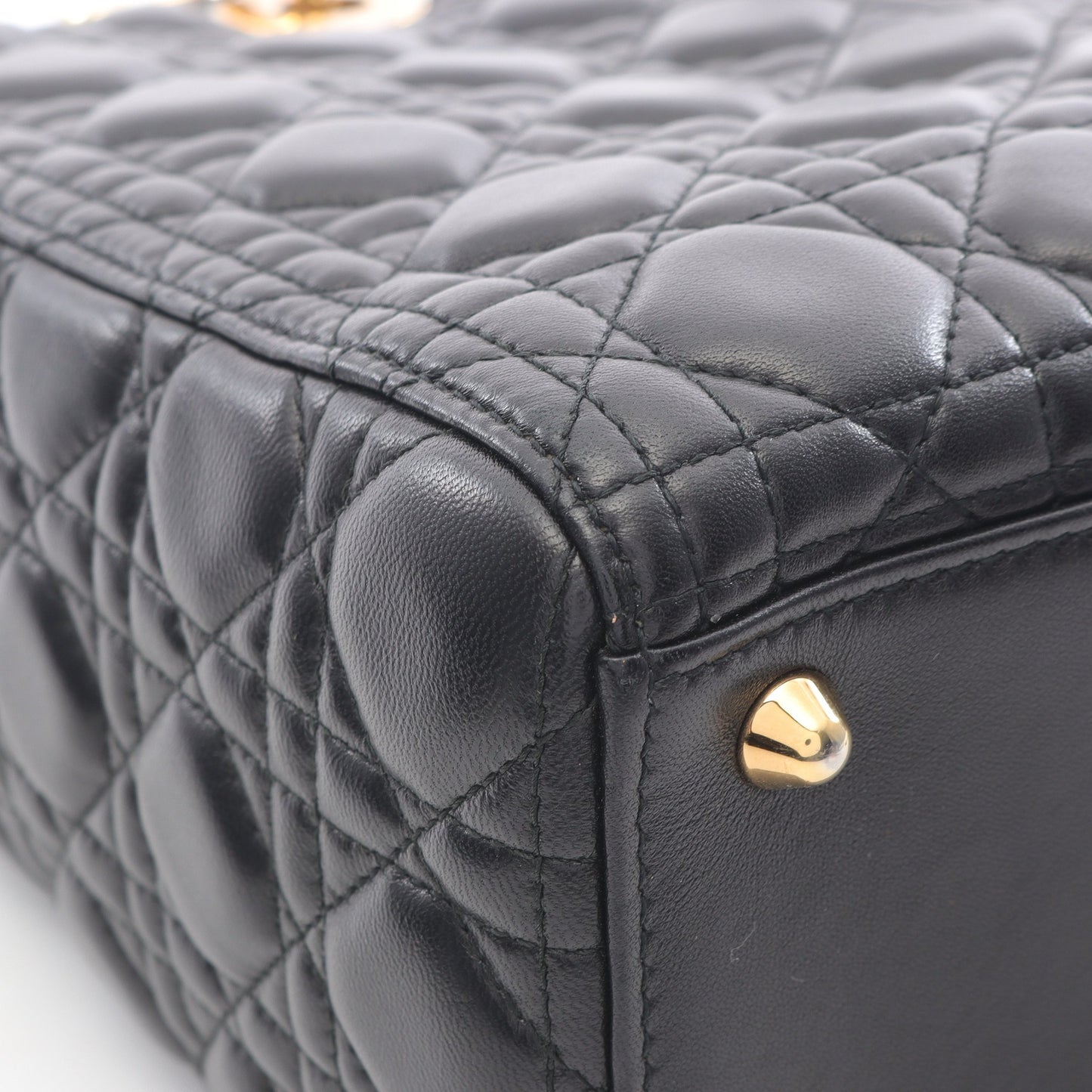レディディオール ラージ カナージュ ハンドバッグ レザー ブラック 2WAY クリスチャンディオール バッグ Christian Dior