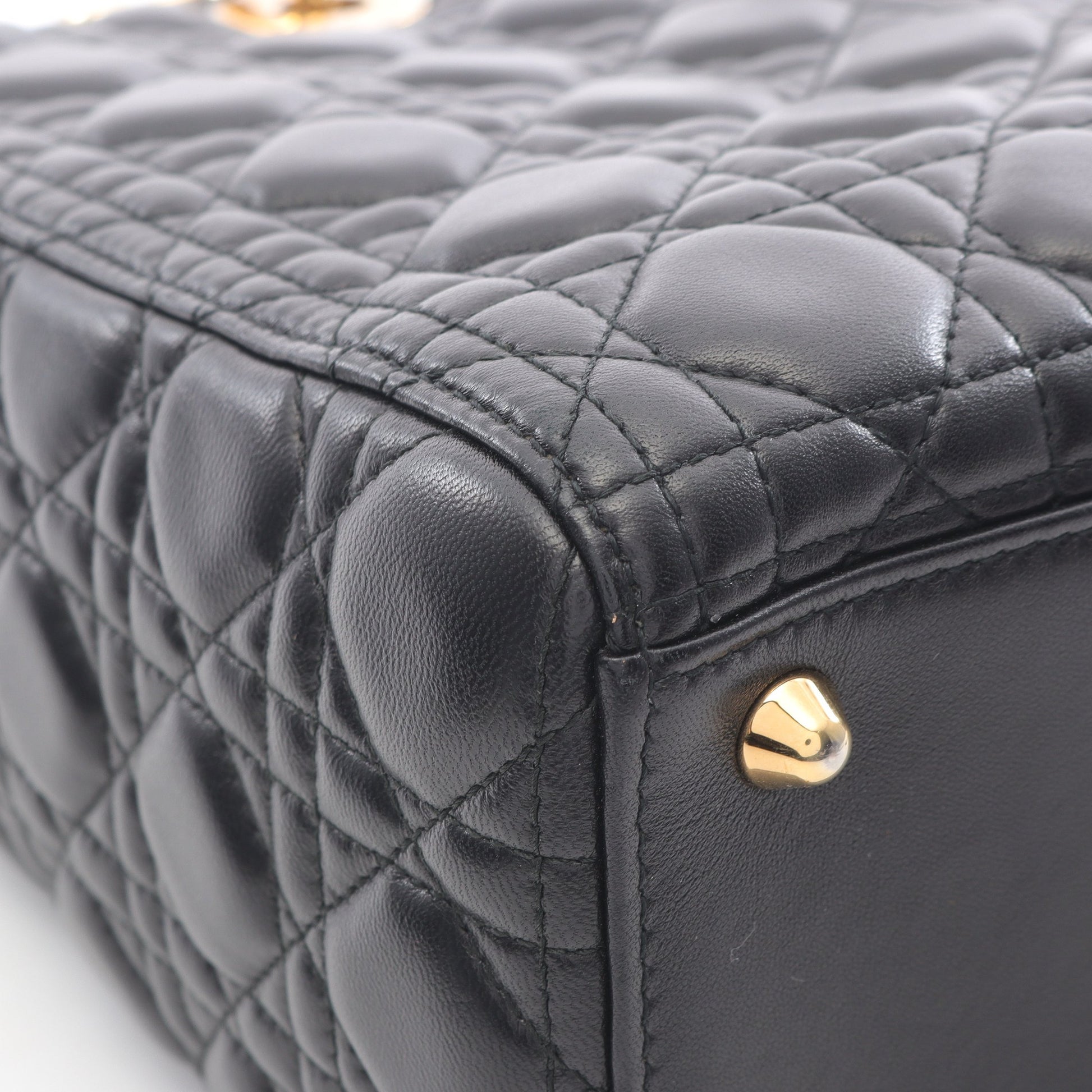 レディディオール ラージ カナージュ ハンドバッグ レザー ブラック 2WAY クリスチャンディオール バッグ Christian Dior