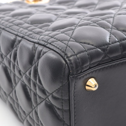 レディディオール ラージ カナージュ ハンドバッグ レザー ブラック 2WAY クリスチャンディオール バッグ Christian Dior