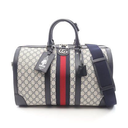 ミディアム ダッフルバッグ GGスプリーム ボストンバッグ PVC レザー アイボリー ネイビー 2WAY グッチ バッグ GUCCI