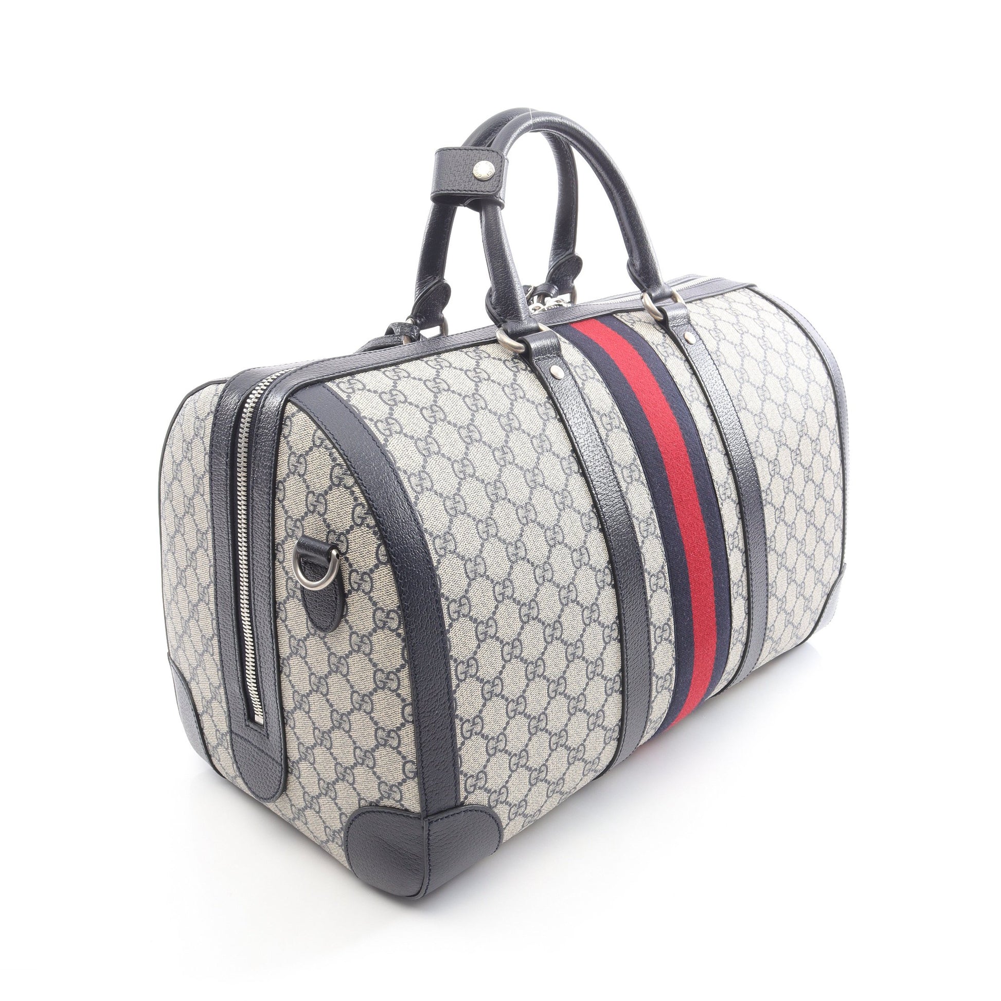 ミディアム ダッフルバッグ GGスプリーム ボストンバッグ PVC レザー アイボリー ネイビー 2WAY グッチ バッグ GUCCI