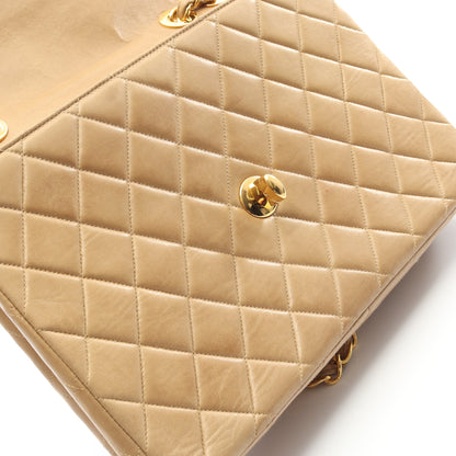 デカマトラッセ30 シングルフラップ Wチェーンショルダーバッグ ラムスキン ベージュ ゴールド金具 シャネル バッグ CHANEL