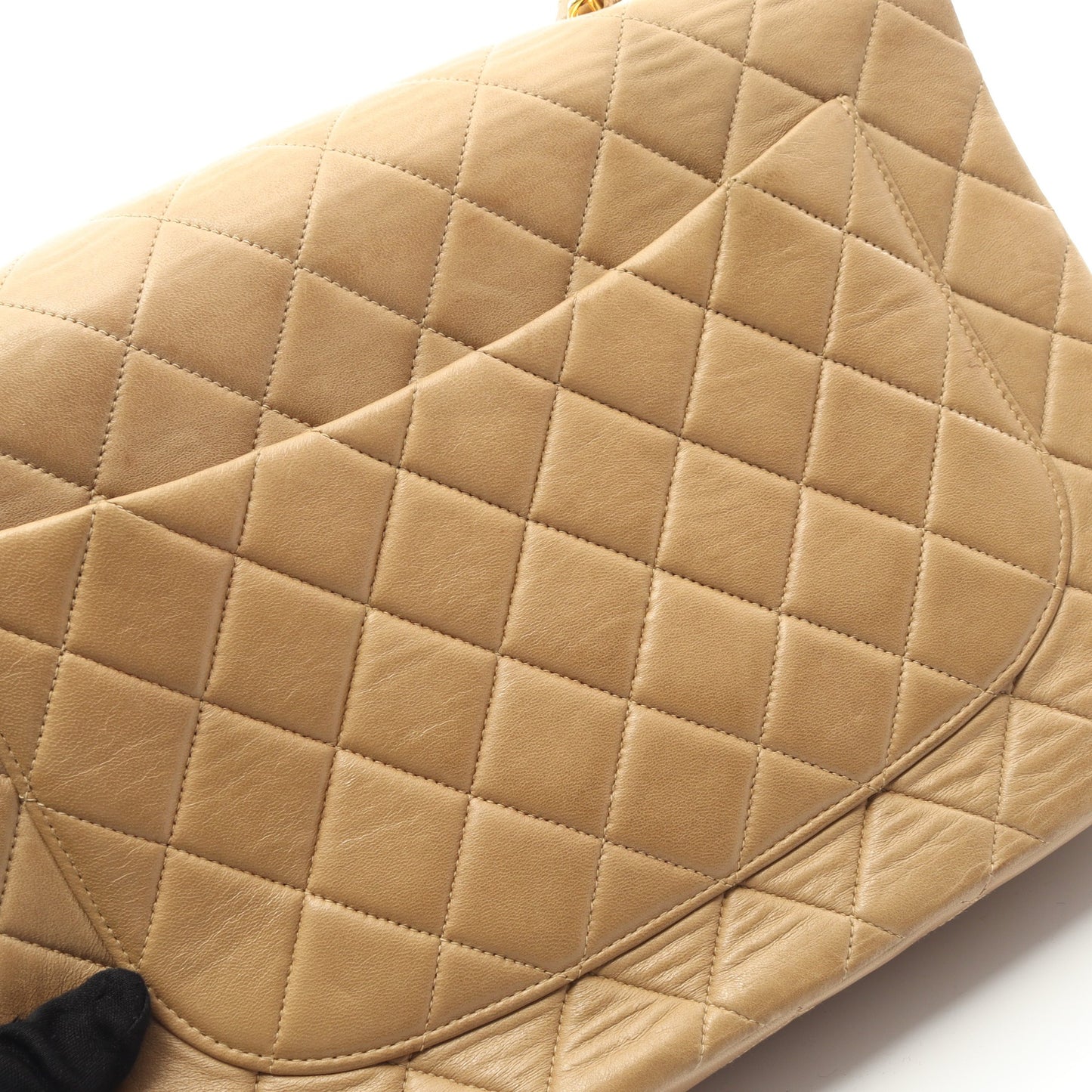 デカマトラッセ30 シングルフラップ Wチェーンショルダーバッグ ラムスキン ベージュ ゴールド金具 シャネル バッグ CHANEL
