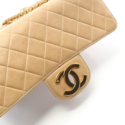 デカマトラッセ30 シングルフラップ Wチェーンショルダーバッグ ラムスキン ベージュ ゴールド金具 シャネル バッグ CHANEL
