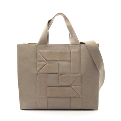 FFロゴ ハンドバッグ トートバッグ キャンバス グレーベージュ 2WAY フェンディ バッグ FENDI