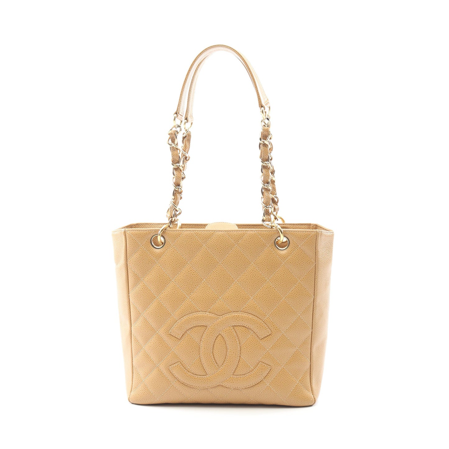 マトラッセ PST チェーンショルダーバッグ チェーントートバッグ キャビアスキン ベージュ ゴールド金具 シャネル バッグ CHANEL