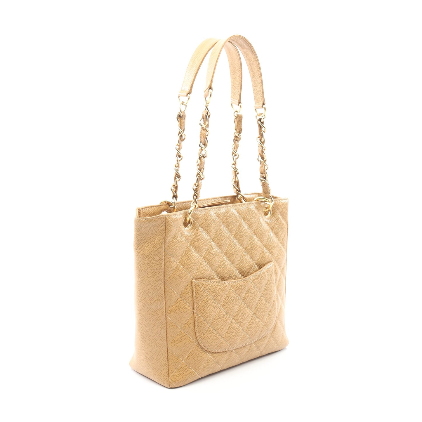 マトラッセ PST チェーンショルダーバッグ チェーントートバッグ キャビアスキン ベージュ ゴールド金具 シャネル バッグ CHANEL