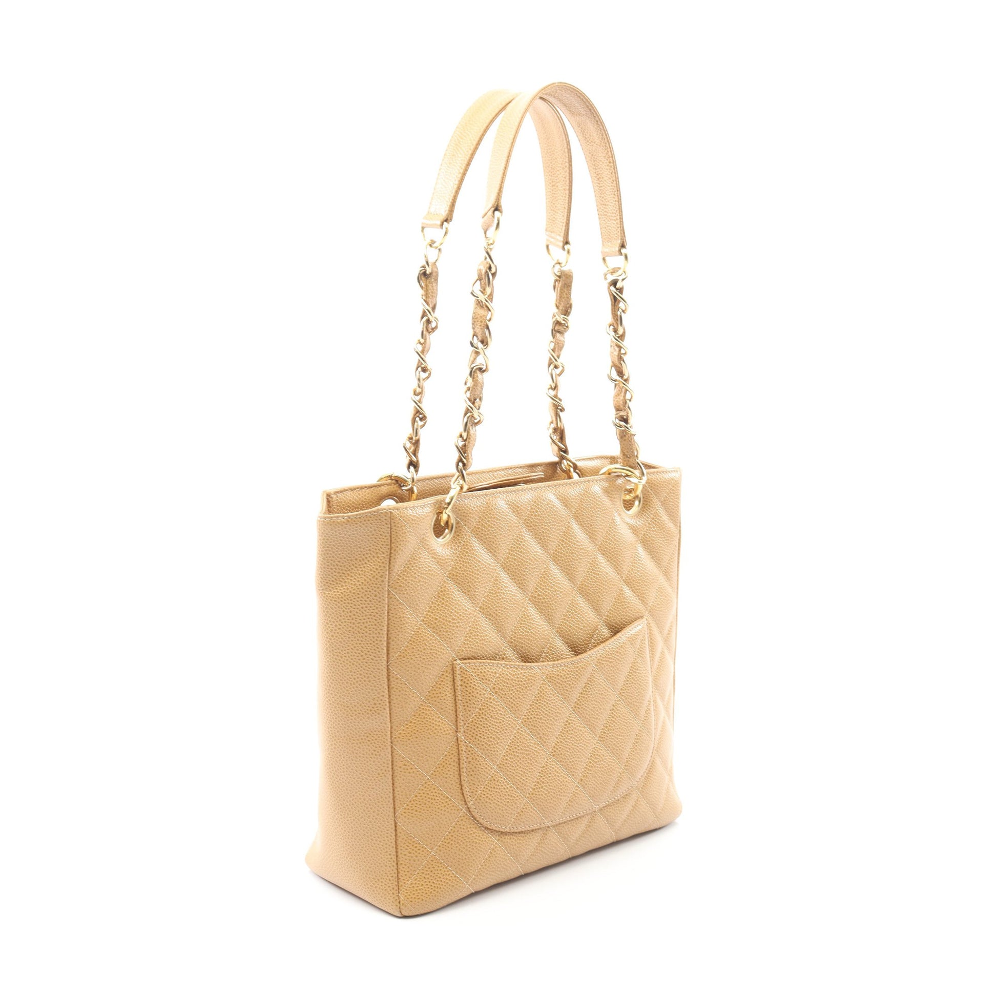 マトラッセ PST チェーンショルダーバッグ チェーントートバッグ キャビアスキン ベージュ ゴールド金具 シャネル バッグ CHANEL