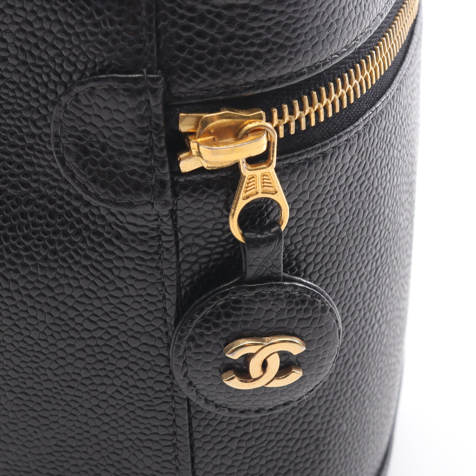 ココマーク ハンドバッグ バニティバッグ キャビアスキン ブラック ゴールド金具 シャネル バッグ CHANEL