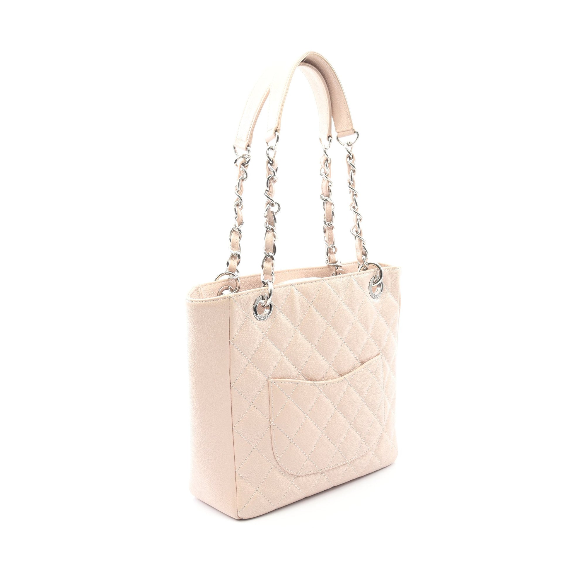 マトラッセ PST チェーンショルダーバッグ チェーントートバッグ キャビアスキン ライトピンク シルバー金具 シャネル バッグ CHANEL