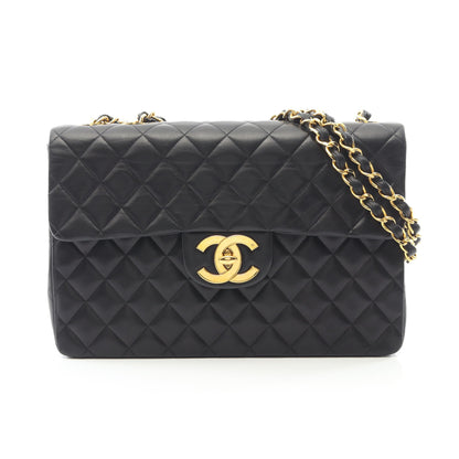 デカマトラッセ34 Wチェーンショルダーバッグ ラムスキン ブラック ゴールド金具 ヴィンテージ シャネル バッグ CHANEL