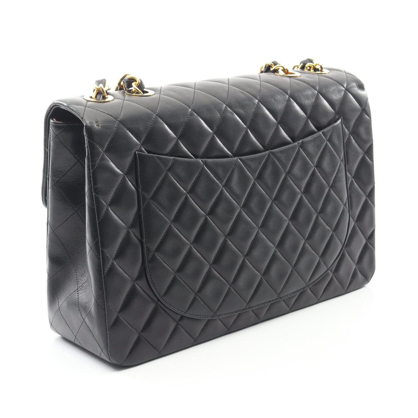 デカマトラッセ34 Wチェーンショルダーバッグ ラムスキン ブラック ゴールド金具 ヴィンテージ シャネル バッグ CHANEL
