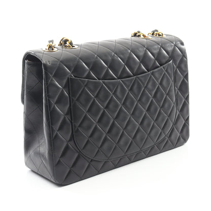 デカマトラッセ34 Wチェーンショルダーバッグ ラムスキン ブラック ゴールド金具 ヴィンテージ シャネル バッグ CHANEL
