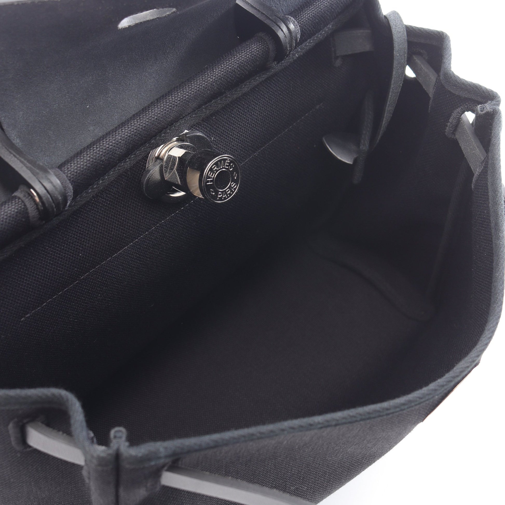 エールバッグジップPM ハンドバッグ ヴァッシュハンター トワルオフィシエ ブラック シルバー金具 B刻印 エルメス バッグ HERMES