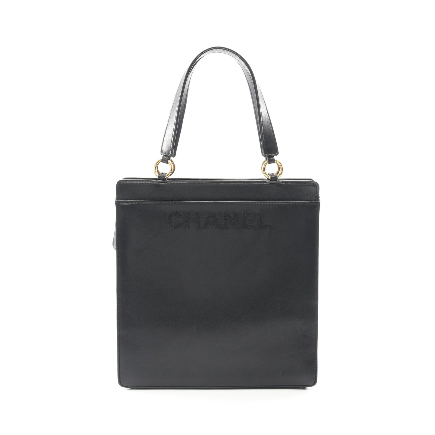 ハンドバッグ トートバッグ ラムスキン ブラック ゴールド金具 ロゴ シャネル バッグ CHANEL