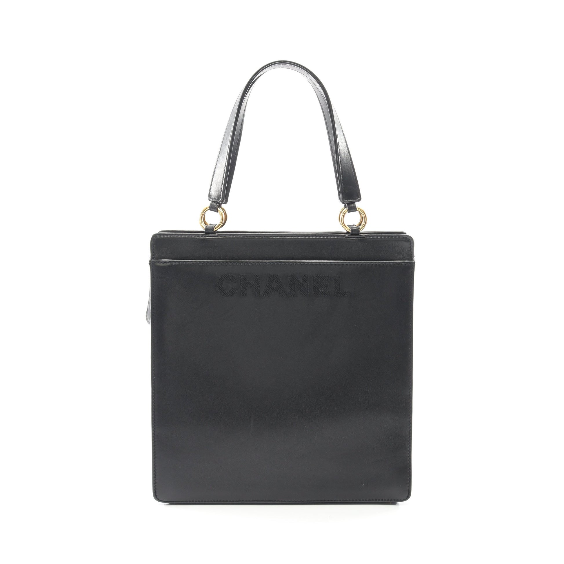 ハンドバッグ トートバッグ ラムスキン ブラック ゴールド金具 ロゴ シャネル バッグ CHANEL