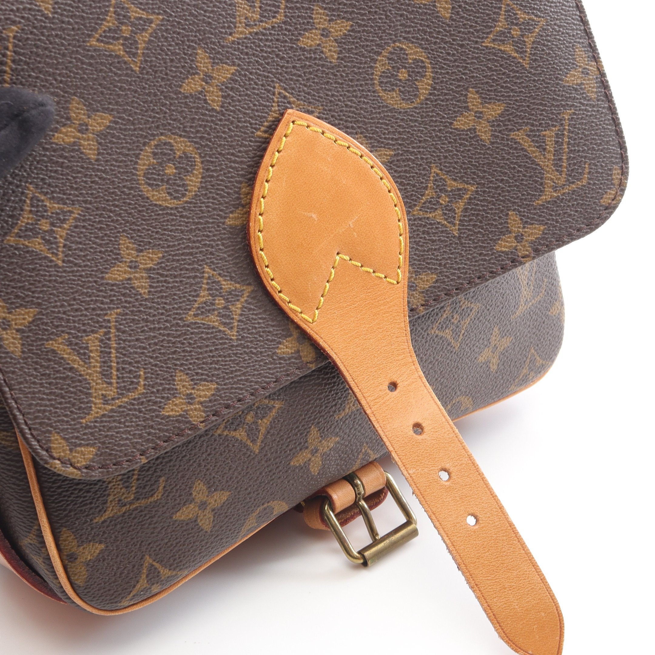 カルトシエールMM モノグラム ショルダーバッグ PVC レザー ブラウン