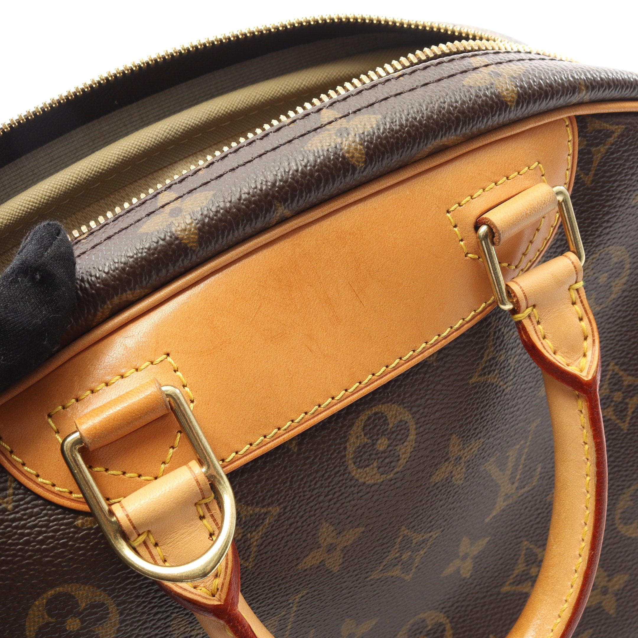 トゥルーヴィル モノグラム ハンドバッグ PVC レザー ブラウン ルイ