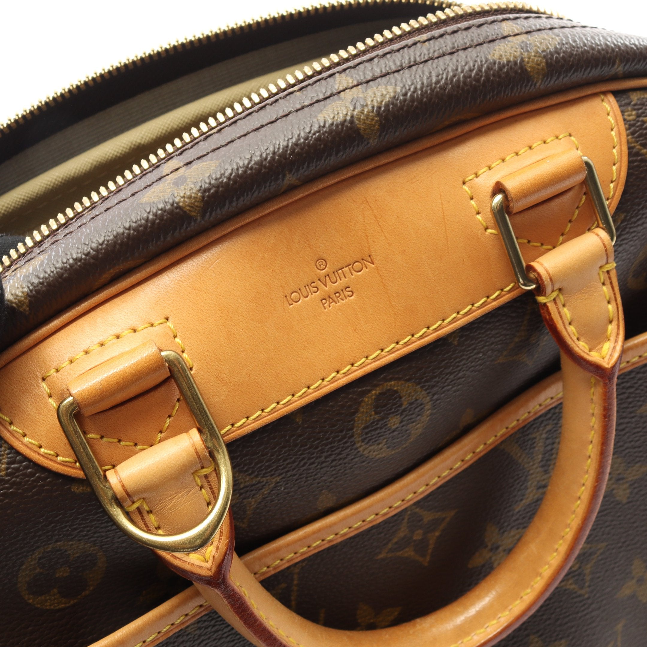 トゥルーヴィル モノグラム ハンドバッグ PVC レザー ブラウン ルイ