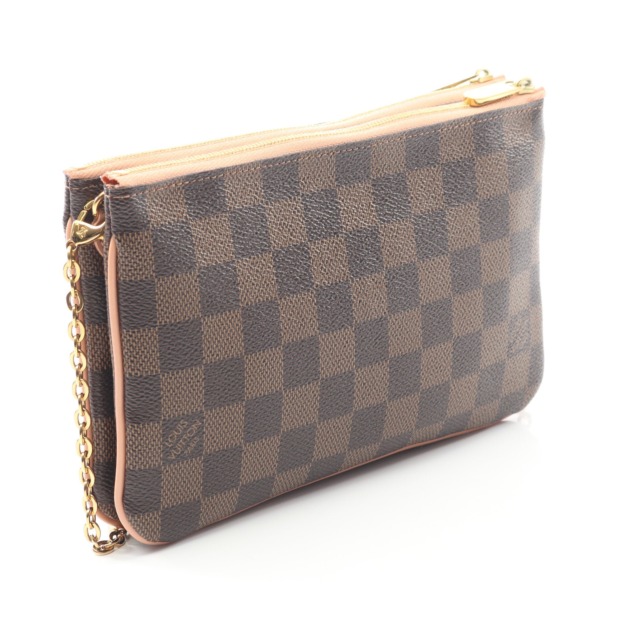 ポシェット ドゥーブル ジップ ダミエエベヌ チェーンショルダーバッグ