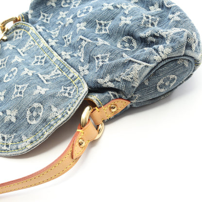 ミニプリーティ モノグラムデニム ショルダーバッグ デニム レザー ブルー ルイヴィトン バッグ LOUIS VUITTON