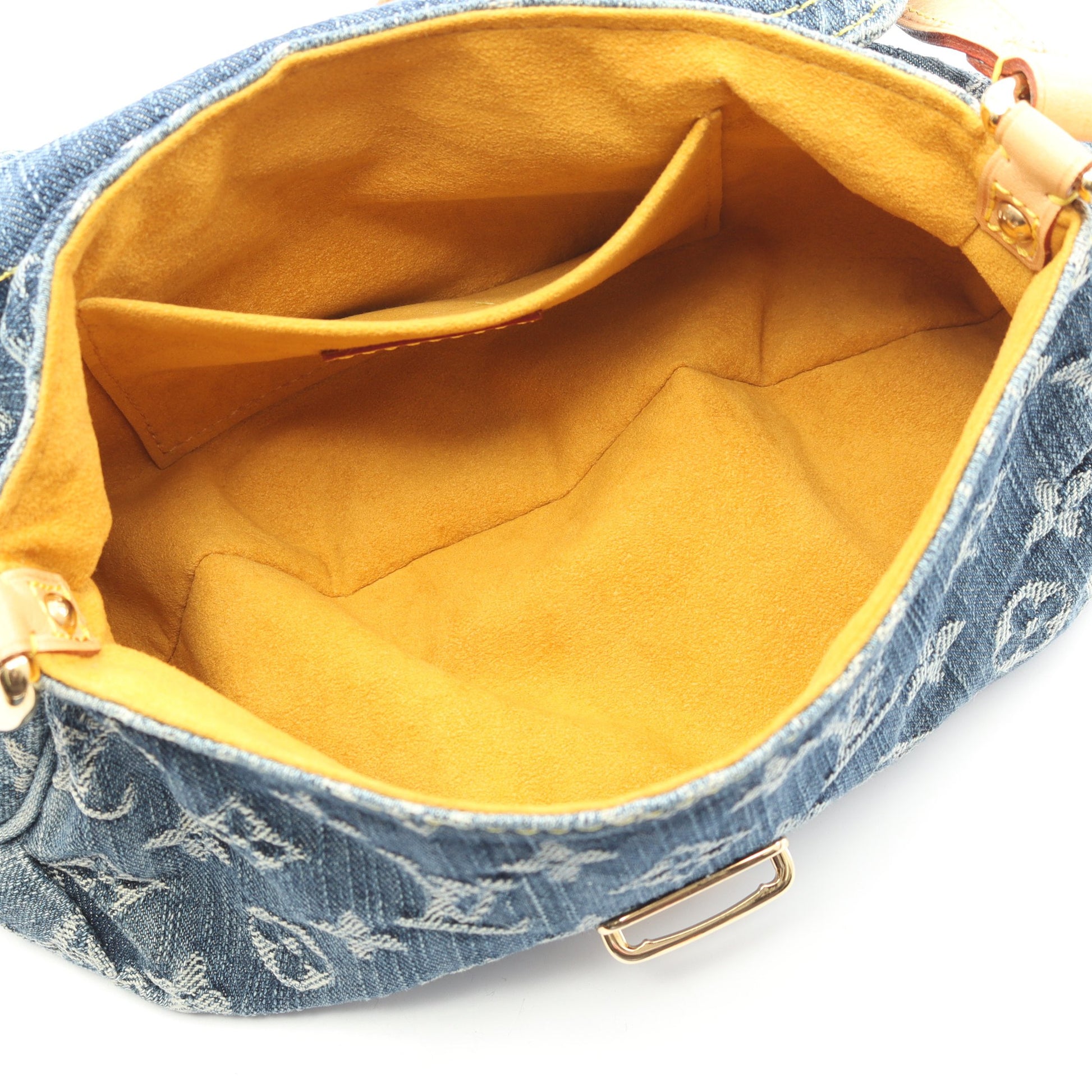 ミニプリーティ モノグラムデニム ショルダーバッグ デニム レザー ブルー ルイヴィトン バッグ LOUIS VUITTON
