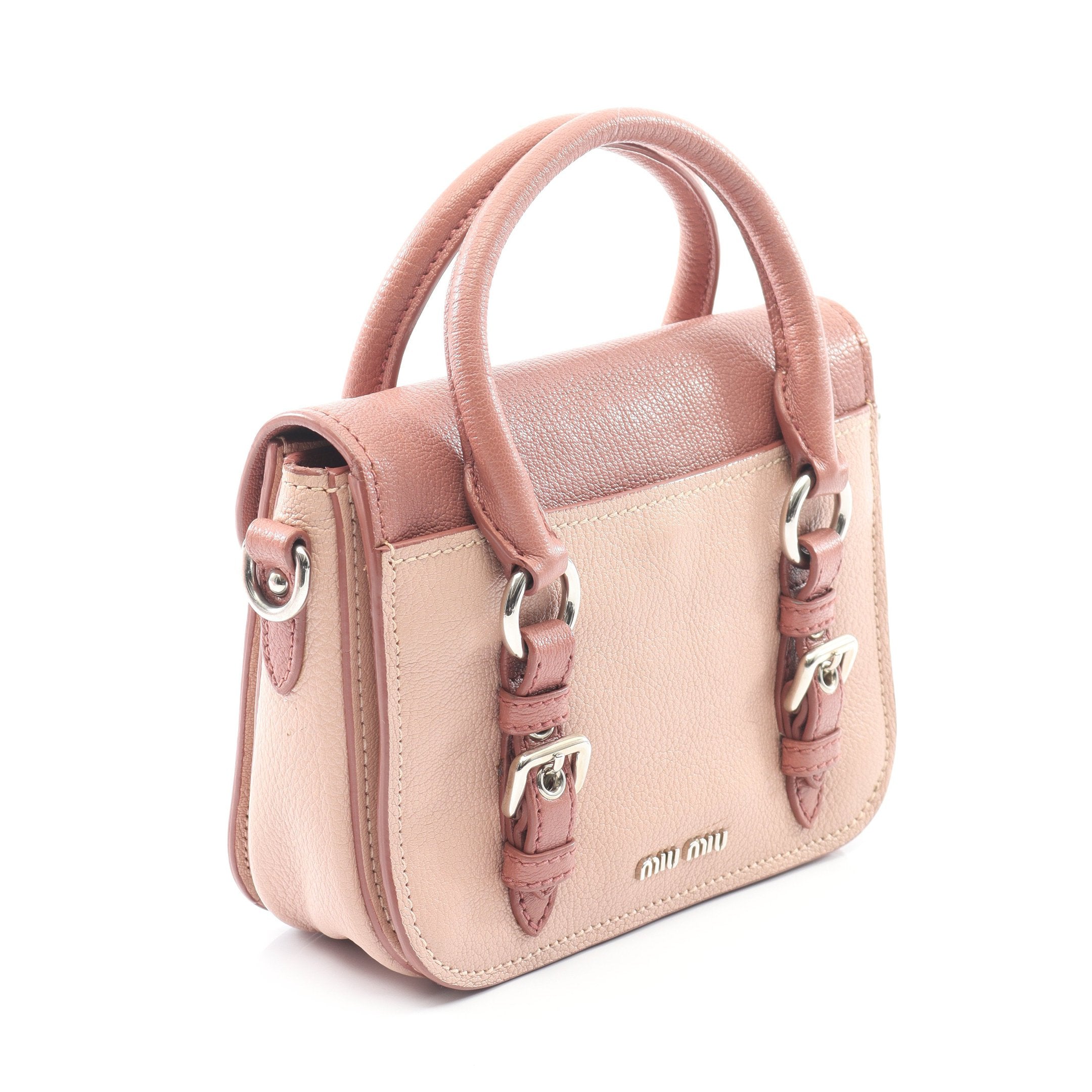 ポシェット マドラス ハンドバッグ レザー ピンク ピンクベージュ 2WAY