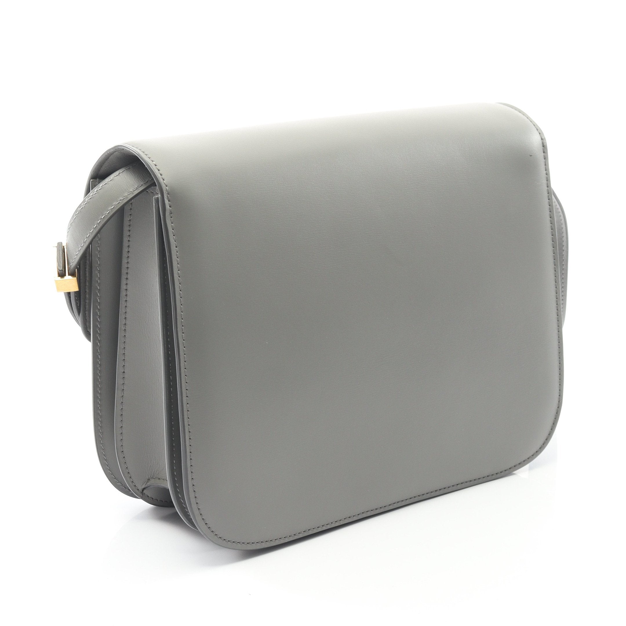 クラシックボックス ミディアム ショルダーバッグ レザー グレー