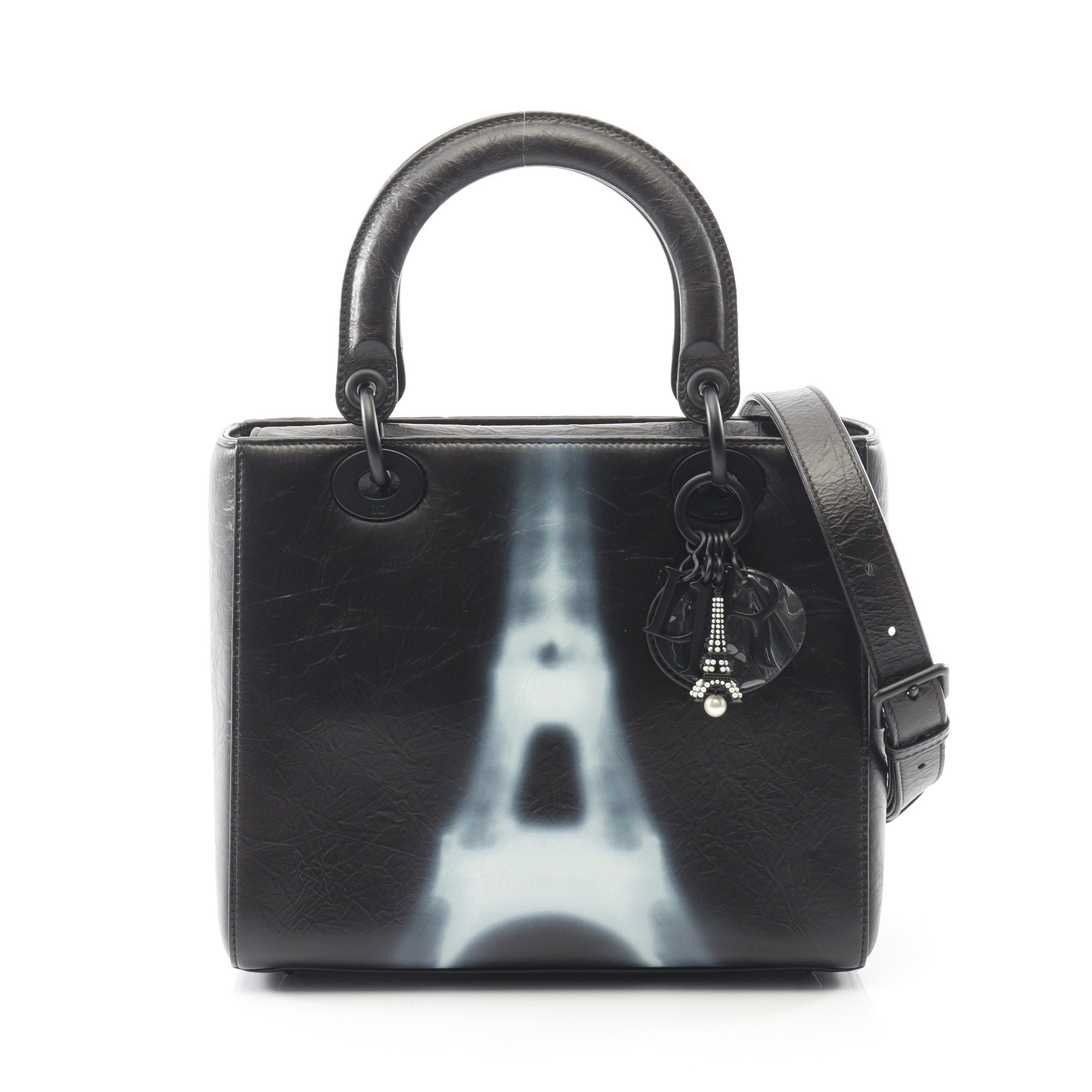 LADY DIOR レディディオール ハンドバッグ レザー ブラック 2WAY