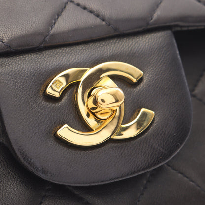 マトラッセ Wフラップ Wチェーンショルダーバッグ ラムスキン ブラック ゴールド金具 シャネル バッグ CHANEL