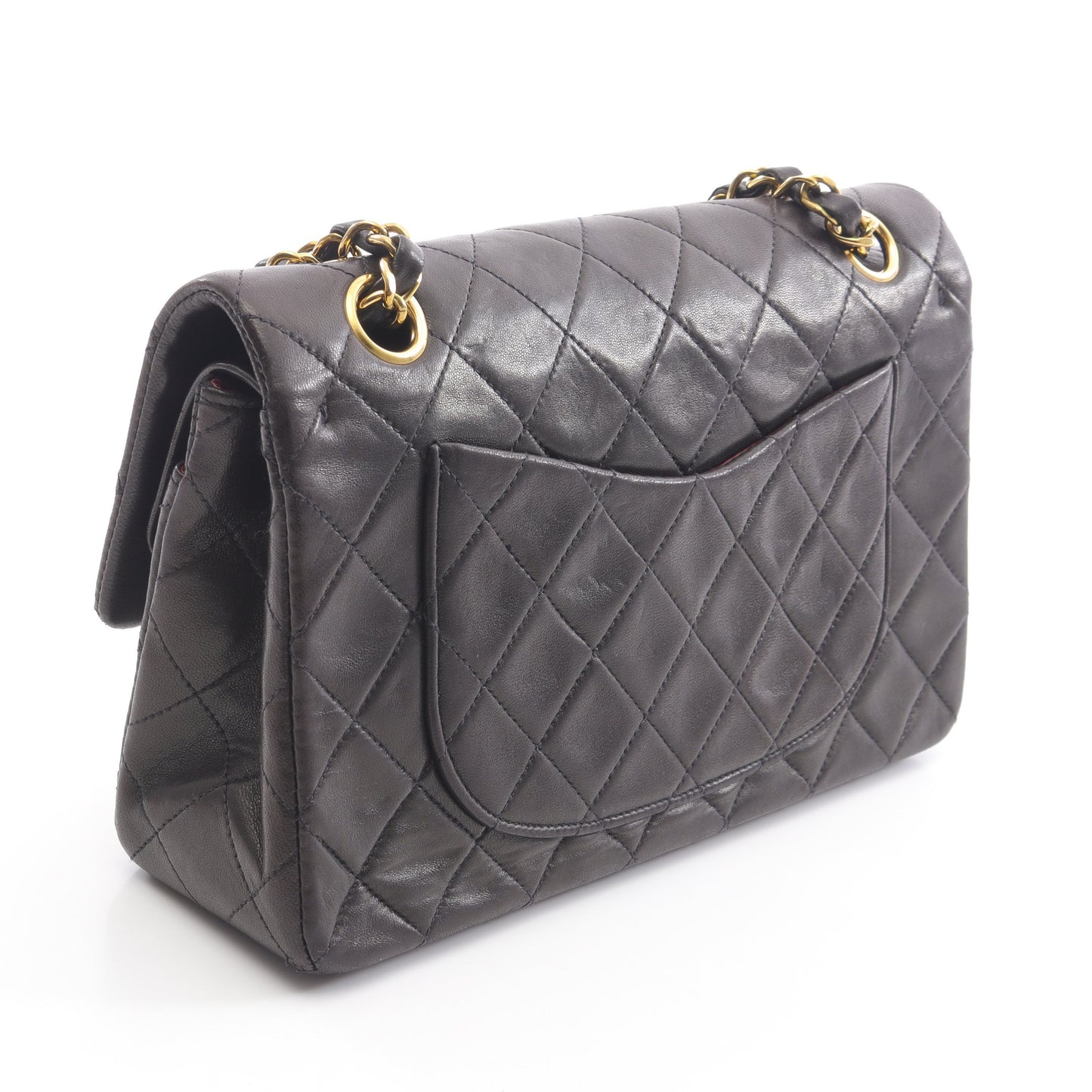 マトラッセ Wフラップ Wチェーンショルダーバッグ ラムスキン ブラック ゴールド金具 シャネル バッグ CHANEL