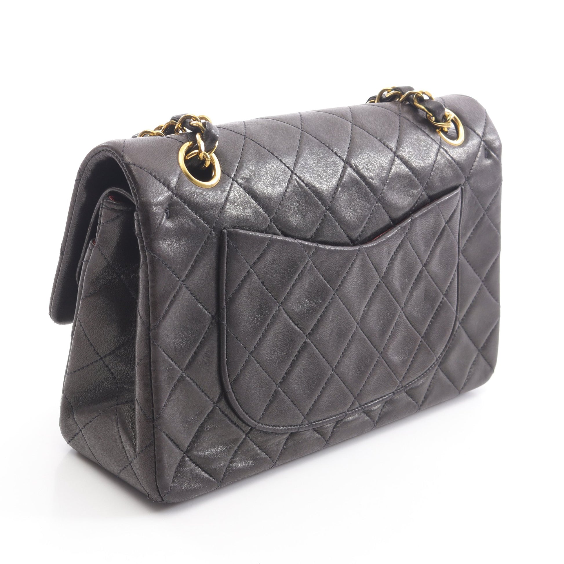 マトラッセ Wフラップ Wチェーンショルダーバッグ ラムスキン ブラック ゴールド金具 シャネル バッグ CHANEL
