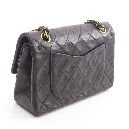 マトラッセ Wフラップ Wチェーンショルダーバッグ ラムスキン ブラック ゴールド金具 シャネル バッグ CHANEL