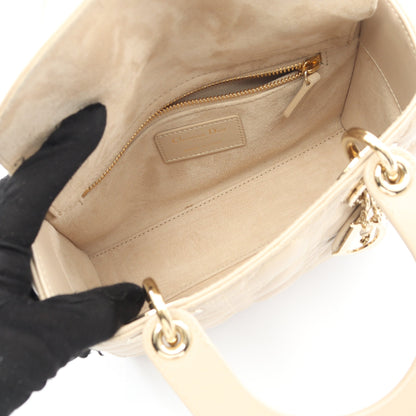 LADY DIOR MY ABCDIOR レディディオール スモール カナージュ ハンドバッグ レザー ベージュ 2WAY クリスチャンディオール バッグ Christian Dior