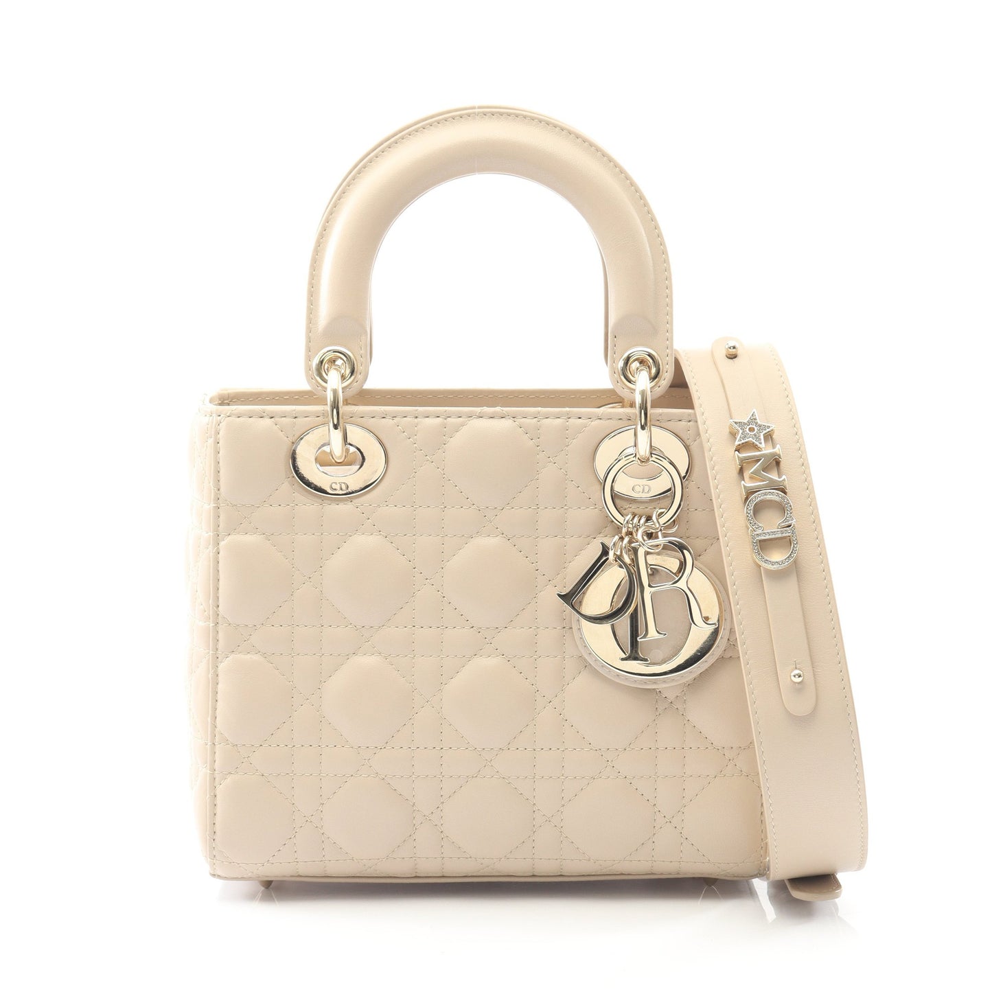 LADY DIOR MY ABCDIOR レディディオール スモール カナージュ ハンドバッグ レザー ベージュ 2WAY クリスチャンディオール バッグ Christian Dior