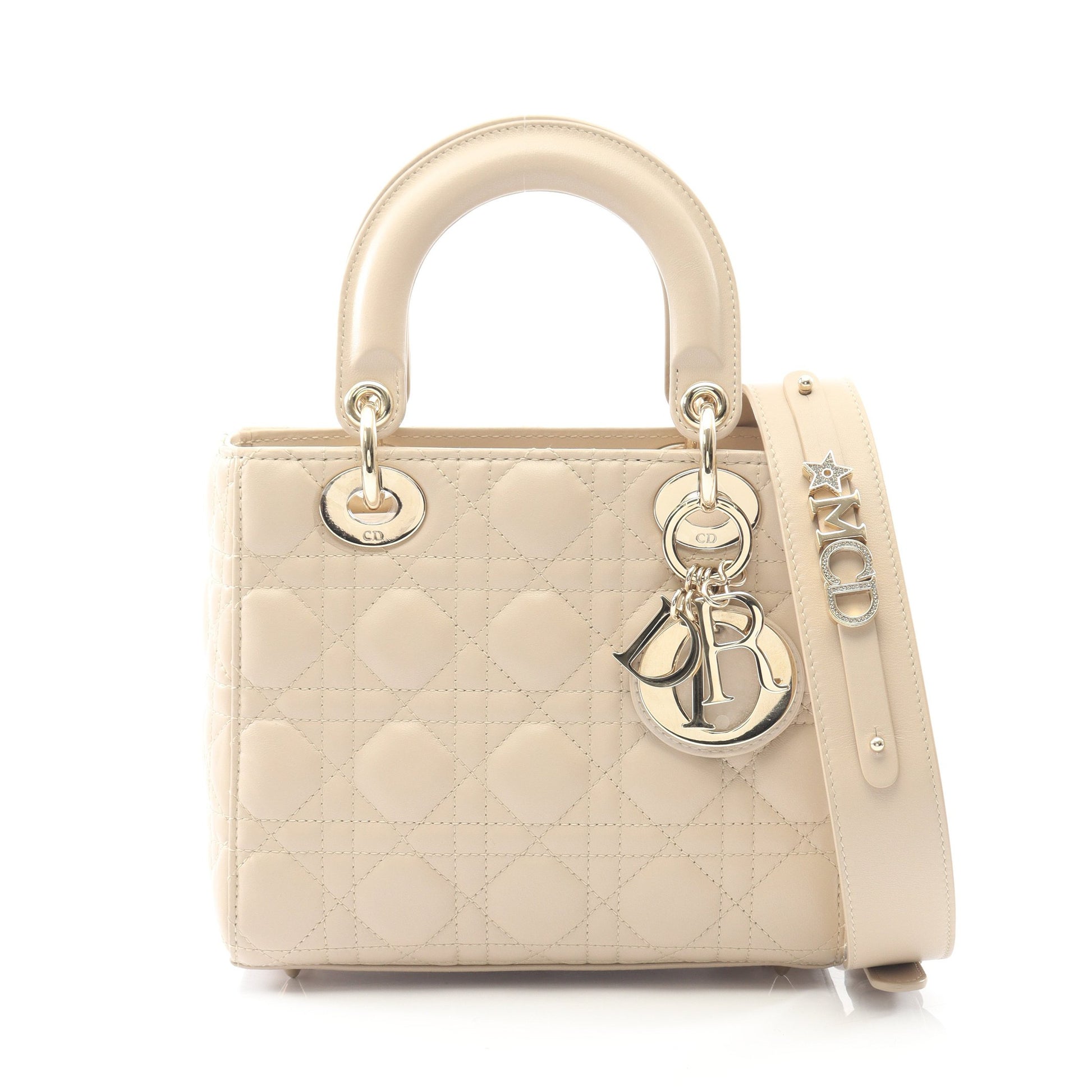 LADY DIOR MY ABCDIOR レディディオール スモール カナージュ ハンドバッグ レザー ベージュ 2WAY クリスチャンディオール バッグ Christian Dior