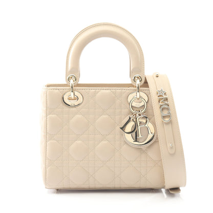 LADY DIOR MY ABCDIOR レディディオール スモール カナージュ ハンドバッグ レザー ベージュ 2WAY クリスチャンディオール バッグ Christian Dior